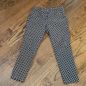 Kenar Black White Geometric Print Ankle Pants Size 2